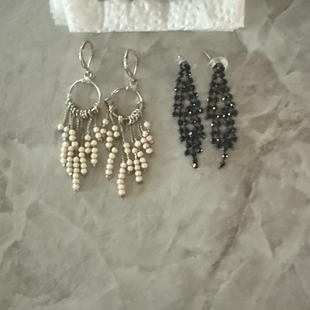 Black and White Dangle Earrings Set Bundle 4 Pairs - Picture 2 of 7